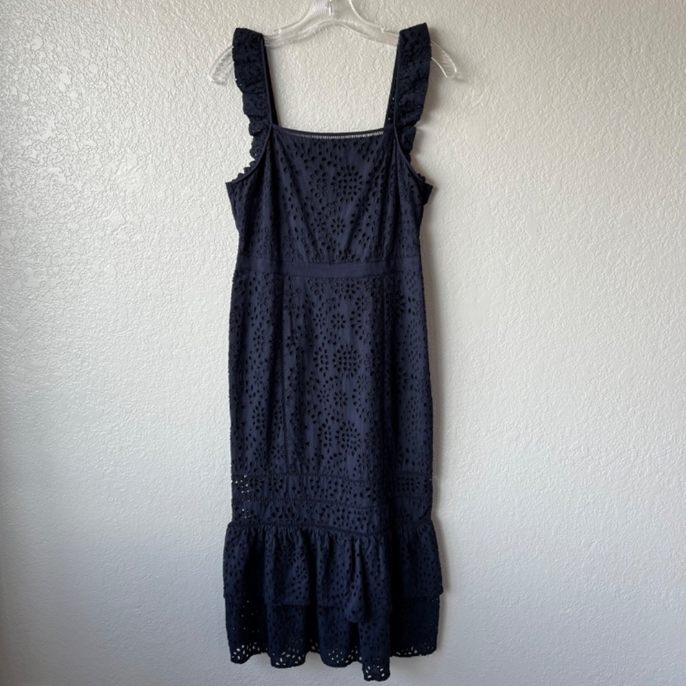 *FIRM PRICE* Banana Republic eyelet pinafore tiered ruffle dress - Picture 2 of 11
